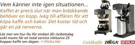 Kaffe på jobbet - en total service inklusive 25 koppar kaffe om dagen